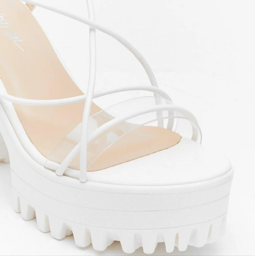 Nasty Gal white strappy platform, 4